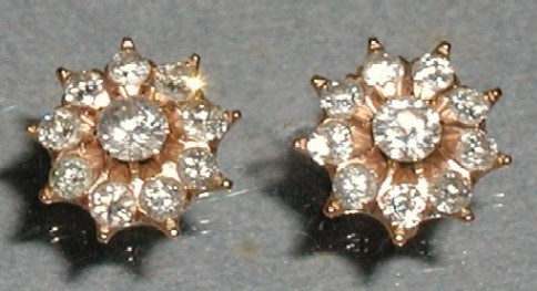 Peranakan, diamond on gold earrings.